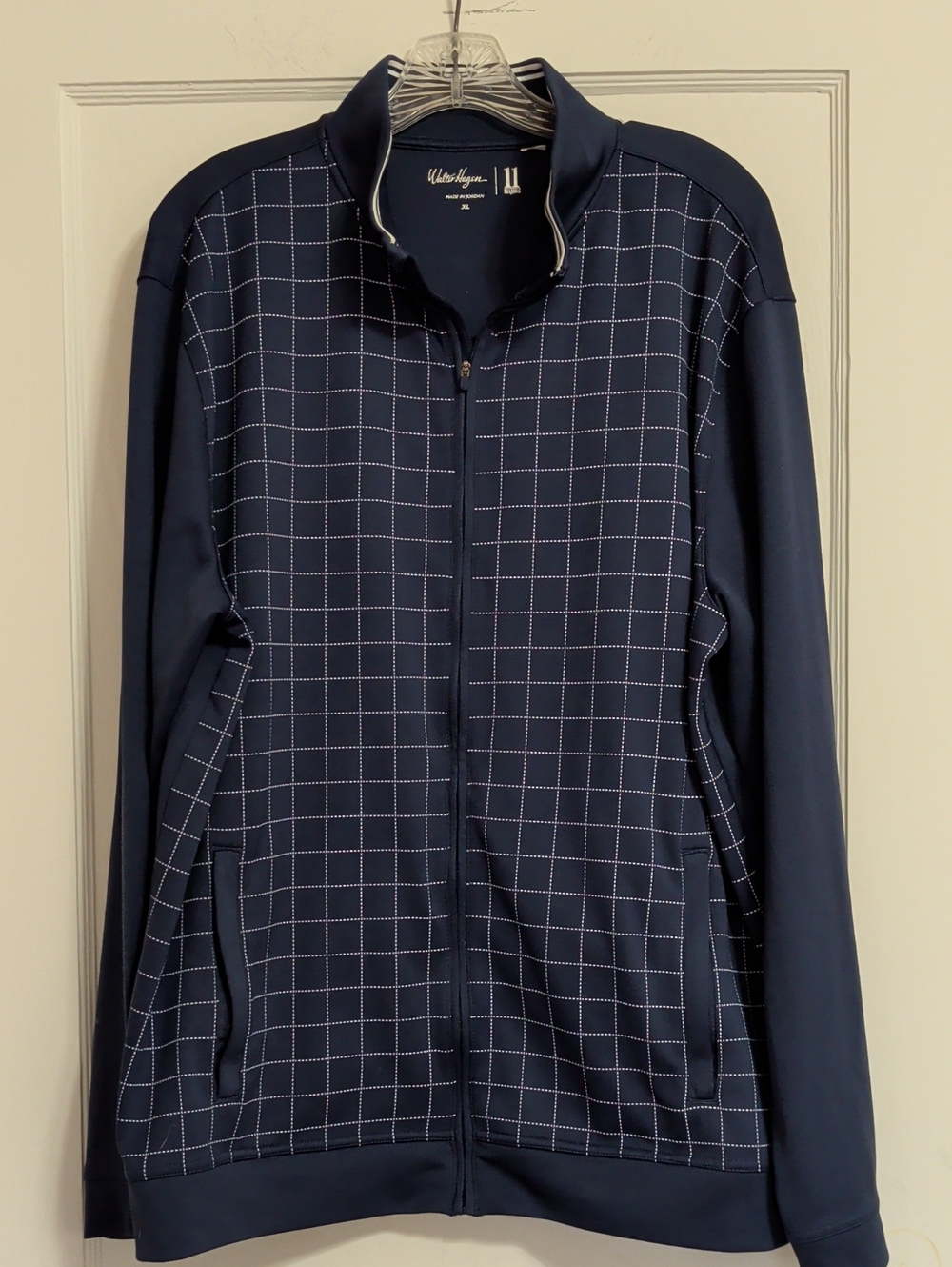 Walter Hagen 11 Majors Navy Grid-Pattern Full-Zip Golf Jacket Men's XL
